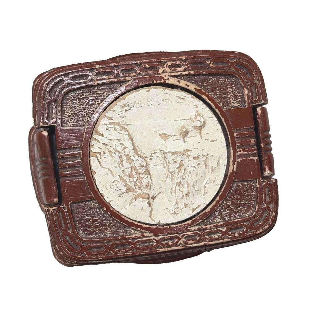 Antique Syroco Wood Cigarette Card Trinket Box Vintage